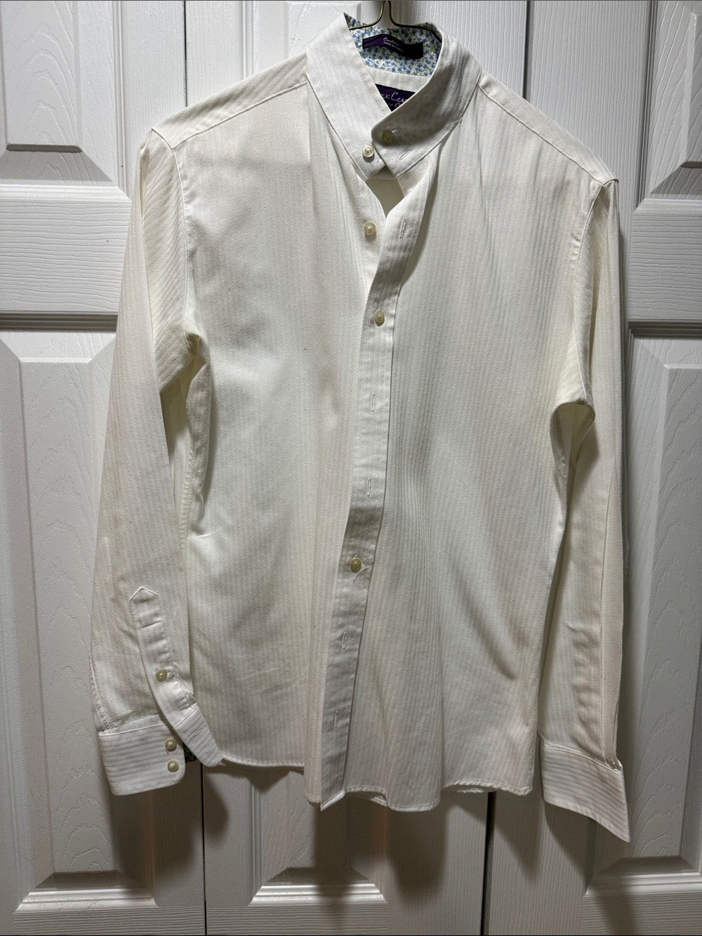 Women's Ivory Button-Down Shirt with Stand Collar
